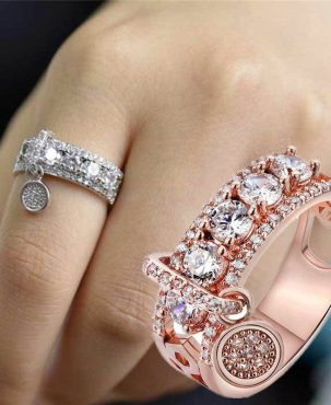 Wedding Jewelry Silver Plated Ring Sets Cubic Zircon Women Charm Rings Gift