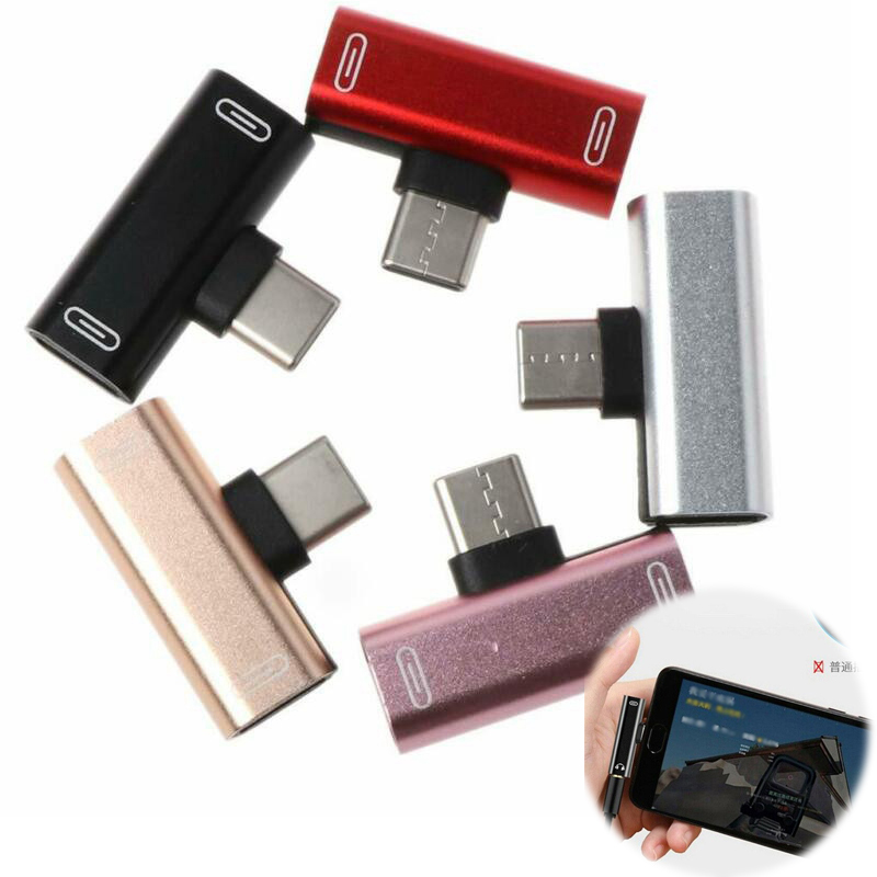 2 in1 Dual USB-C Type C Splitter Adapter to Headphone and Charger For Android - 图片 21