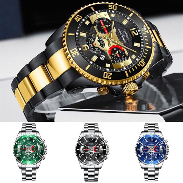 Classic Mens Steel Watches Luminous Waterproof Date Quartz Wrist Watch - Image 10
