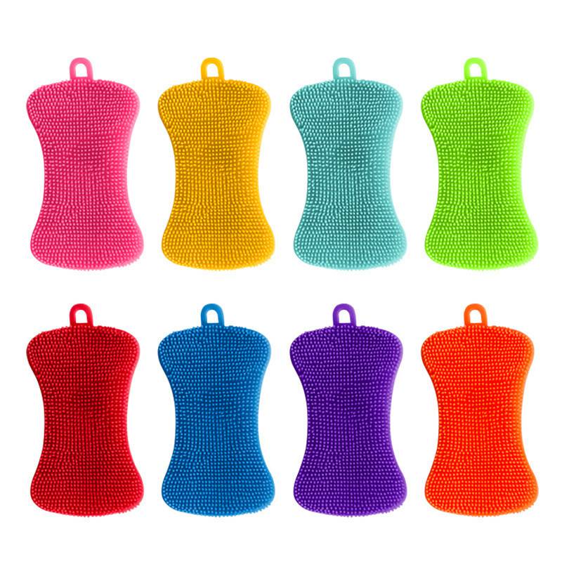3x Silicone Kitchen Dish Washing Brush Sponge Scrubber Pot Pan BBQ Cleaner UK - 图片 3