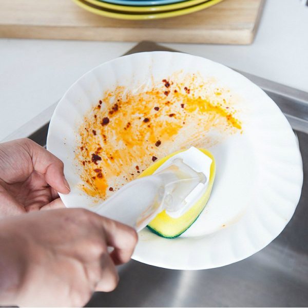 [Quality Assurance] Creative Detachable Handle plus Detergent Liquid Sponge Dish Brush Kitchen Decontamination Cleaning Brush - Image 2