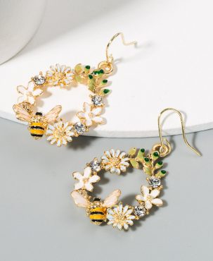 Creative Flower Dripping Oil Metal Alloy Earrings Female Sterling Silver Needle Diamond Colorized Butterfly