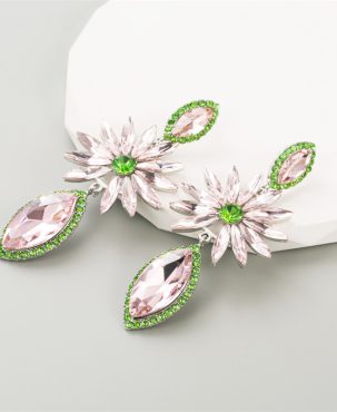 Fashion Alloy Inlaid Color Diamond Geometric Earrings Women's Full Diamond Temperament