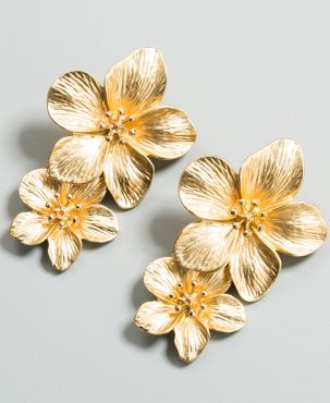 Flower Earrings Fashionable Earrings Shiny Gold Auricular Needle Female Petal Eardrops Earring