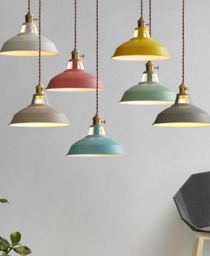 Pendant Light Retro Industrial Style Colorful Restaurant Kitchen Home Lamp Vintage Hanging Light Lampshade Decorative Lamps