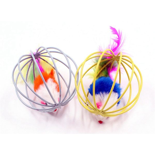 1pc Cat Toy Stick Feather Wand With Bell Mouse Cage Toys Plastic Artificial Colorful Cat Teaser Toy Pet Supplies Random Color - Image 2