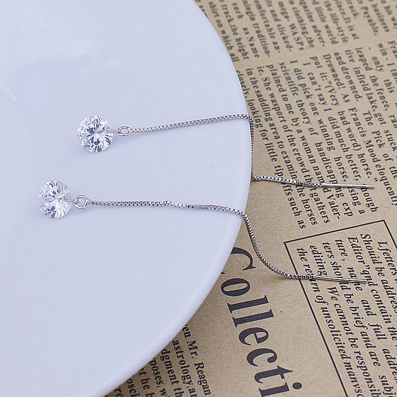 Long Drop Cubic Zirconia Long Chain Dangle Earrings Women - 图片 4