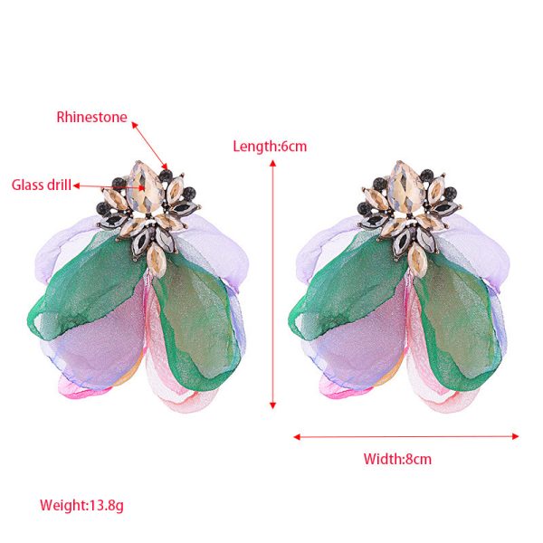 Fashion Flowers Earrings Alloy Diamond-Embedded Ear Rings Women - Image 2