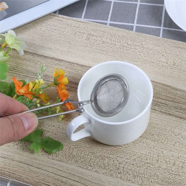 304 Stainless Steel Reusable Tea Infuser Tea Strainer Teapot Loose Tea Leaf Spice Tea Filter Kitchen Accessories Handle Clip - Image 3