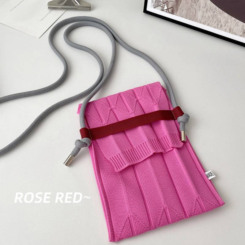 Fashion Knitting Small Crossbody Bags Women Organ Pleated Mini Shoulder Messenger Bag Ladies Foldable Long Straps Phone Purse - 图片 15