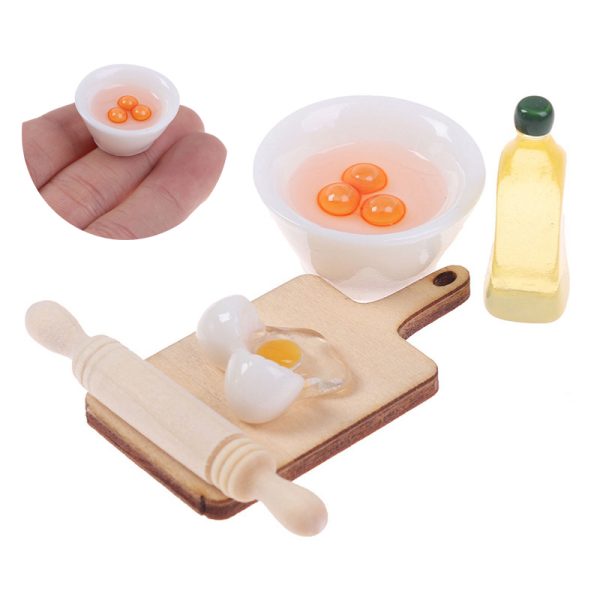 5Pcs/Set Cute Rolling Pin Egg Bowl Olive Oil Set Kitchen Accessories 1:12 Dollhouse Miniature - Image 7