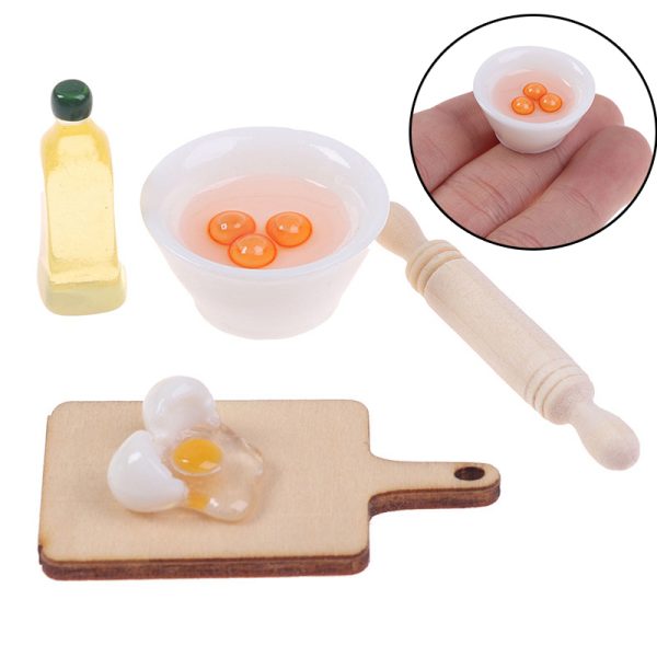 5Pcs/Set Cute Rolling Pin Egg Bowl Olive Oil Set Kitchen Accessories 1:12 Dollhouse Miniature - Image 8