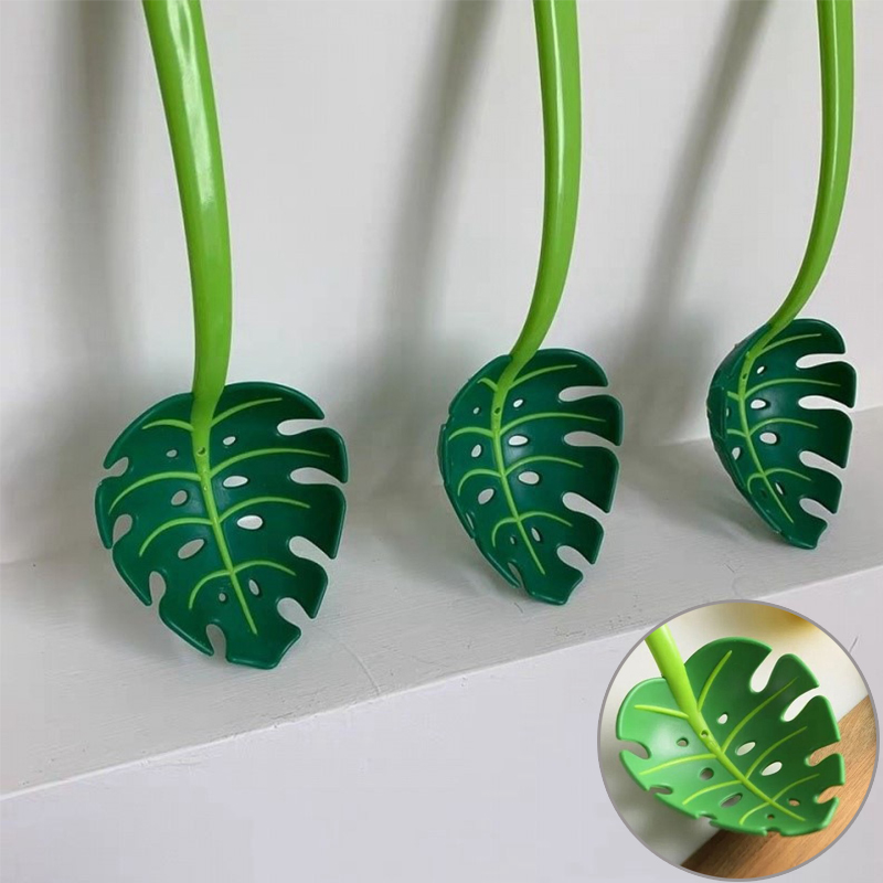 Green Monstera Leaf Colander Multifunctional Long-Handled Spaghetti Slotted Serving Spoon Salad Slotted Spoon For Home Kitchen - Image 19