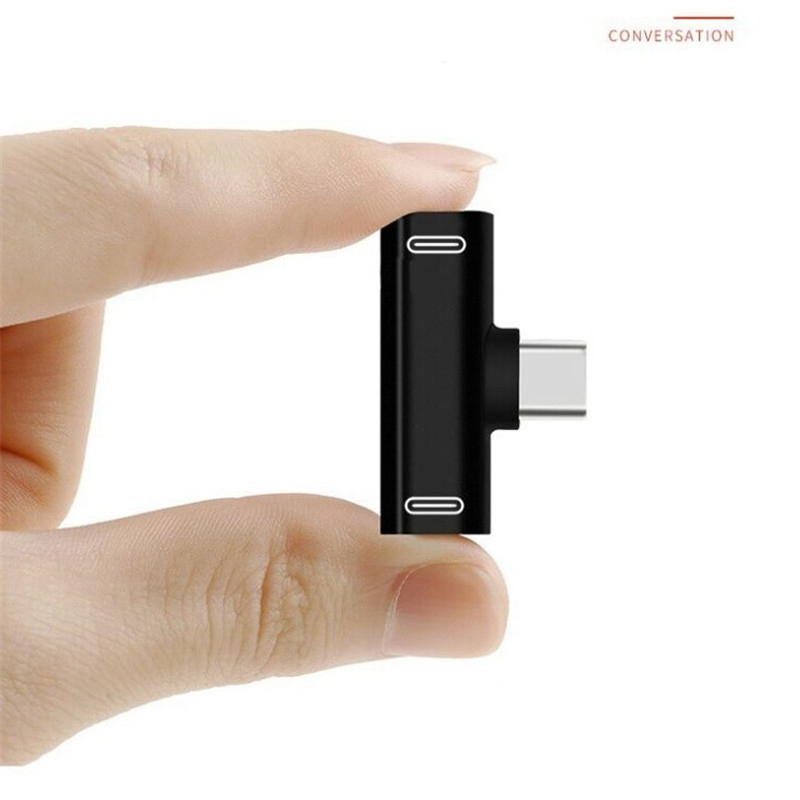 2 in1 Dual USB-C Type C Splitter Adapter to Headphone and Charger For Android - 图片 14