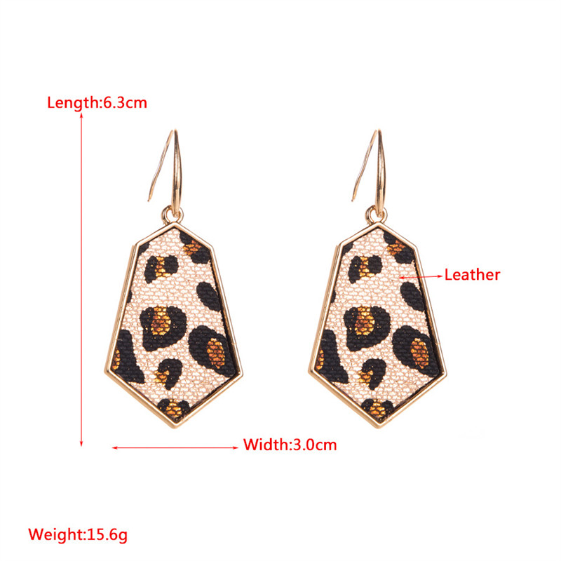 Leather Alloy Rhombus Super Flash Leather Graceful Earrings Trendy Exaggerated Fashion - 图片 3