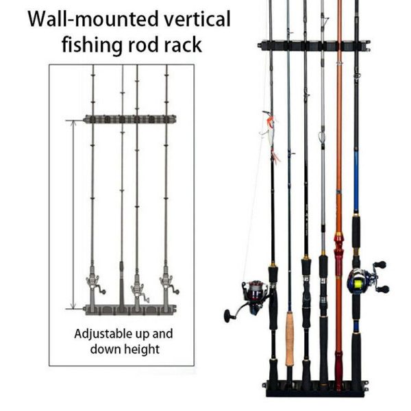 Fishing Rod Holder Wall Mount Vertical 6 Fishing Rod Rack For Modular Garage - Image 5