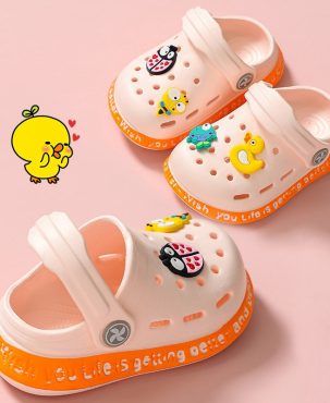 Children's Slippers Summer Boys Non-Slip Cute Girls 1-3 Years Old Baby's Bathroom Home Girls Closed Toe 2 Hole Shoes