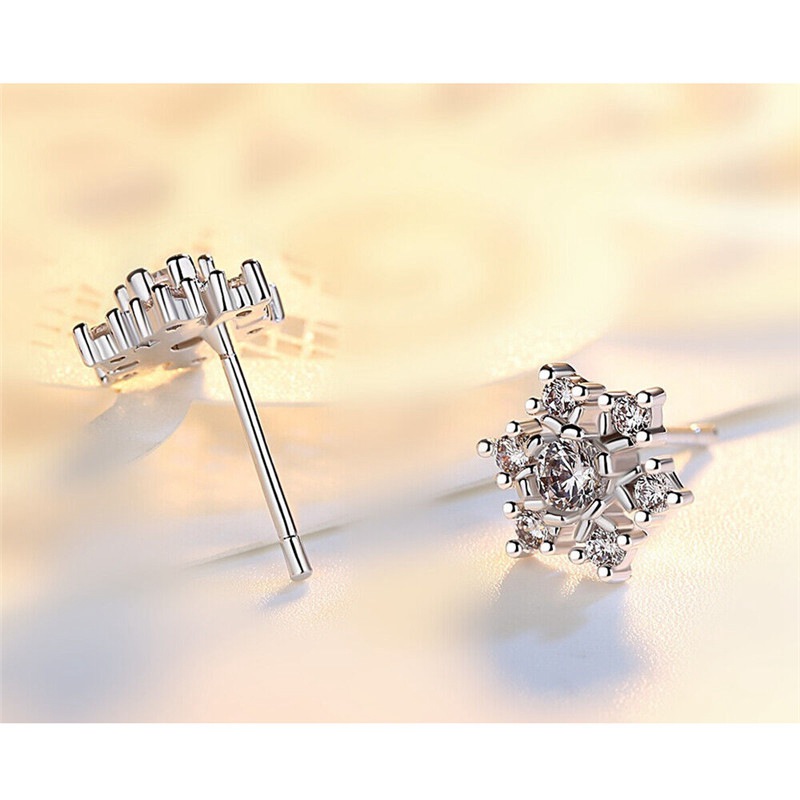 Snowflake Stud Earrings Pendant Necklace Womens Jewellery UK - Image 4