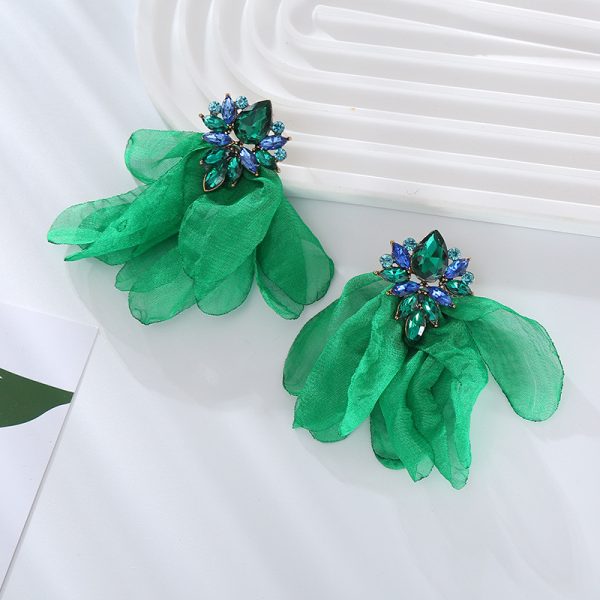 Fashion Flowers Earrings Alloy Diamond-Embedded Ear Rings Women - Image 3