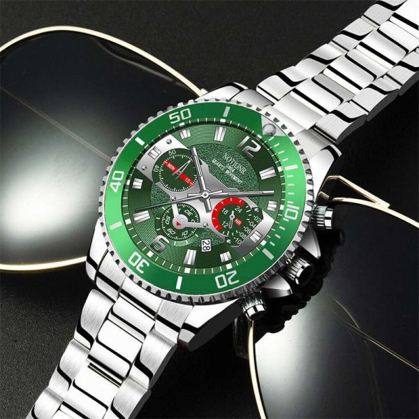 Classic Mens Steel Watches Luminous Waterproof Date Quartz Wrist Watch - Image 3