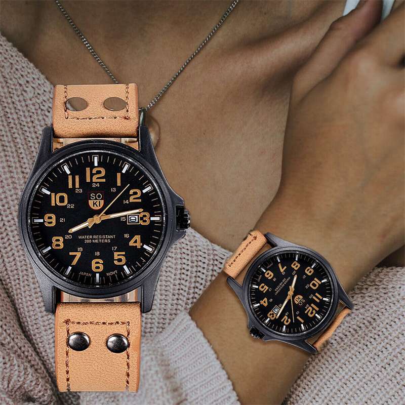Men’s Military Leather Date Quartz Analog Army Casual Dress Wrist Watches UK - 图片 7