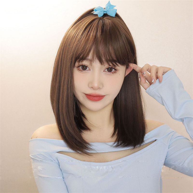Wig Female Long Straight Hair Inner Buckle Full Top Black Brown Full-Head Wig Matte High-Temperature Fiber Wig - 图片 3