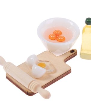 5Pcs/Set Cute Rolling Pin Egg Bowl Olive Oil Set Kitchen Accessories 1:12 Dollhouse Miniature