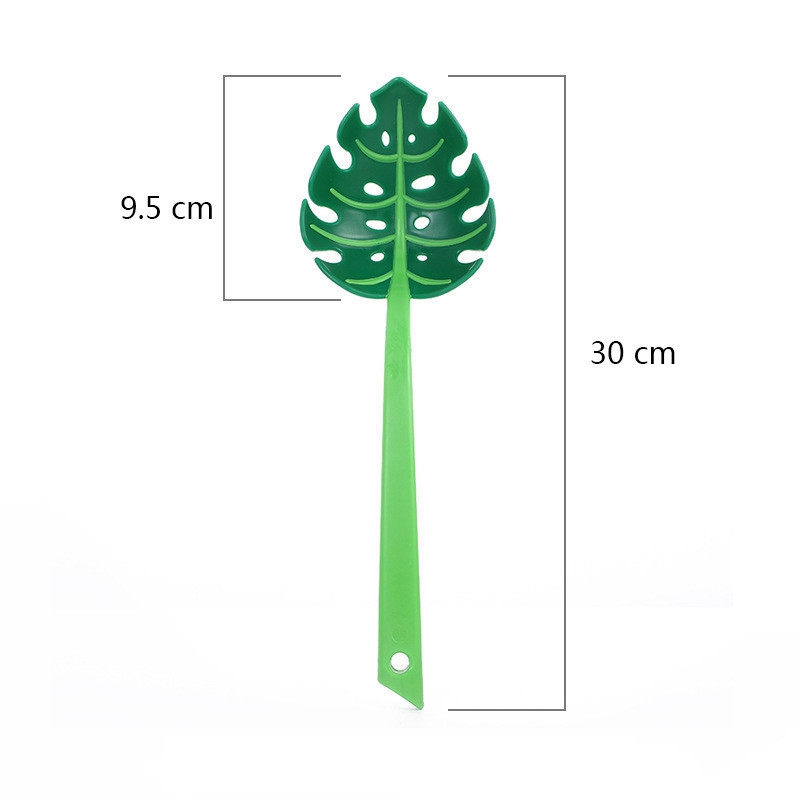 Green Monstera Leaf Colander Multifunctional Long-Handled Spaghetti Slotted Serving Spoon Salad Slotted Spoon For Home Kitchen - Image 3
