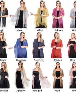 Gold and Silver Silk Shawl Flat Scarf Dance Wraps Evening Dress Shawl Women Fashion
