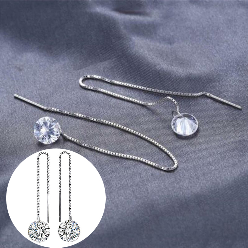 Long Drop Cubic Zirconia Long Chain Dangle Earrings Women - 图片 13