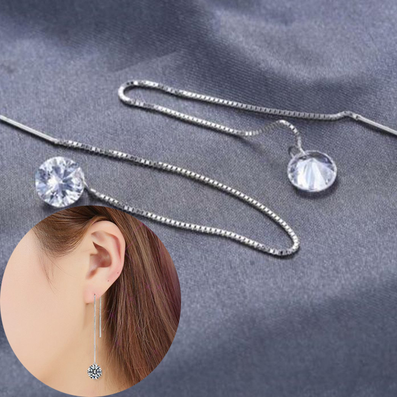Long Drop Cubic Zirconia Long Chain Dangle Earrings Women - 图片 14