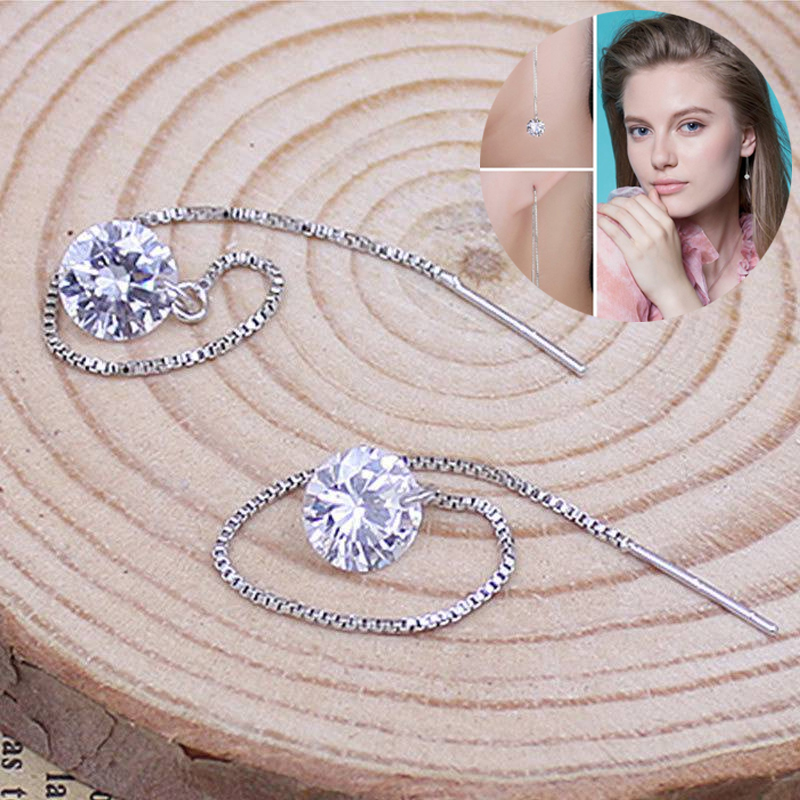 Long Drop Cubic Zirconia Long Chain Dangle Earrings Women - 图片 17