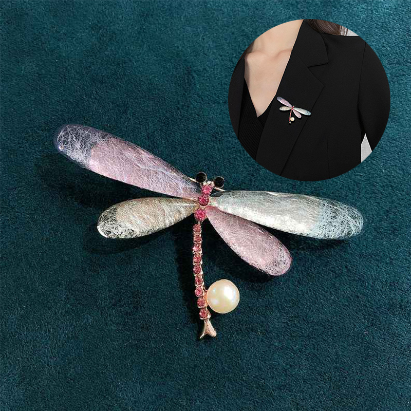 Fashionable new insect brooch retro freshwater pearl dragonfly coat jacket clip anti slip shawl accessories - Image 6