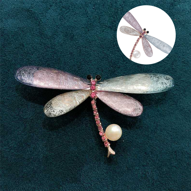 Fashionable new insect brooch retro freshwater pearl dragonfly coat jacket clip anti slip shawl accessories - Image 7