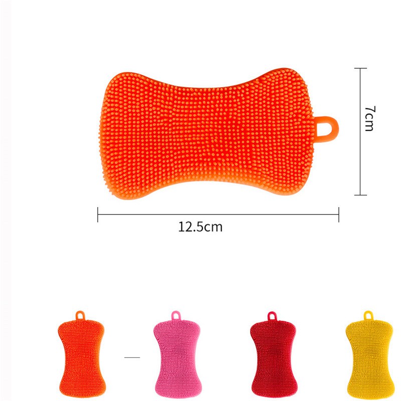3x Silicone Kitchen Dish Washing Brush Sponge Scrubber Pot Pan BBQ Cleaner UK - 图片 5