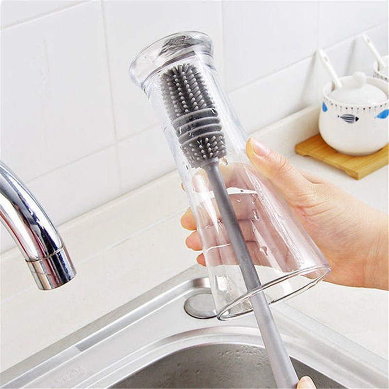 Silicone Bottle Brush Cup Scrubber Glass Cleaner Kitchen Cleaning Tool - 图片 8