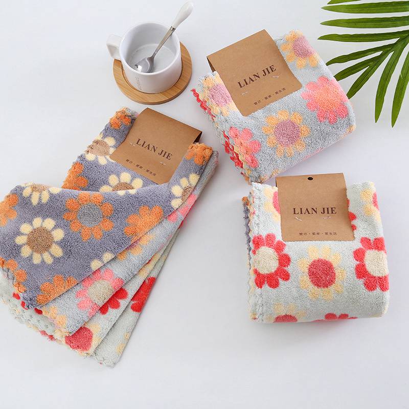 Factory in Stock Coral Fleece Square Towel Soft Absorbent Hand Towel Small Handkerchief Household Small Square Towel Kitchen Rag - Image 4