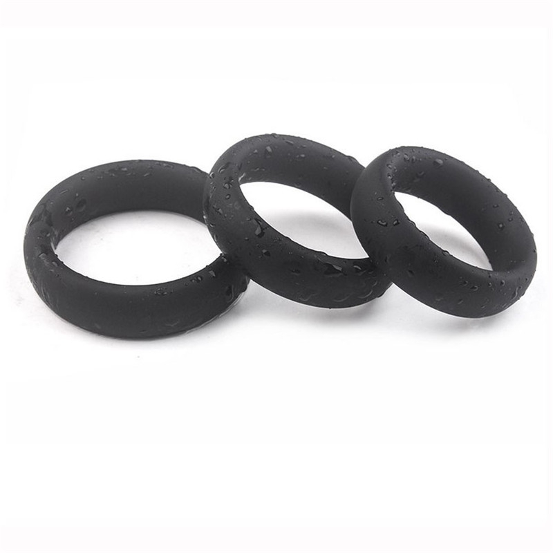 Extra Thick Triple Penis Cock Ring Set Silicone Adult Sex Toy , Black