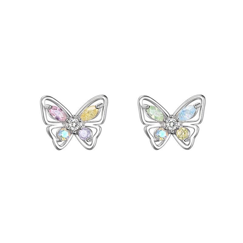 Crystal Colourful Butterfly Stud Earrings Womens Jewellery - 图片 4