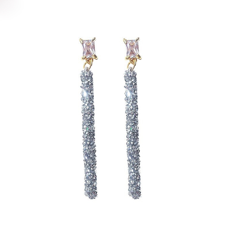 Long Crystal Drop Earrings Diamante Bridal Rhinestone Silver Dangle Wedding - 图片 7
