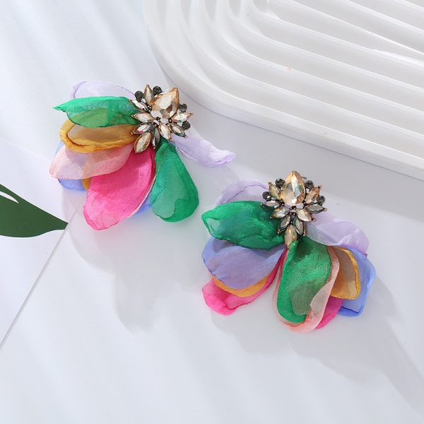 Fashion Flowers Earrings Alloy Diamond-Embedded Ear Rings Women - Image 4