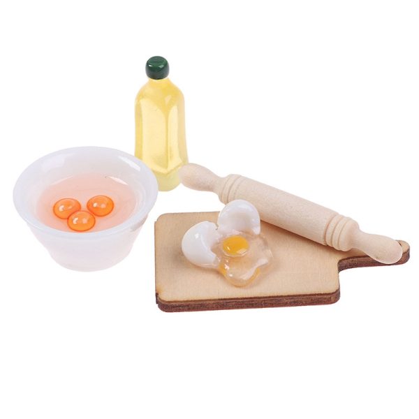 5Pcs/Set Cute Rolling Pin Egg Bowl Olive Oil Set Kitchen Accessories 1:12 Dollhouse Miniature - Image 4