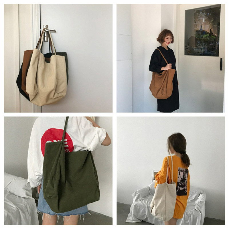 Large Capacity Women Lady Canvas Tote Shoulder Bags Durable Eco Shopping Handbag - 图片 19