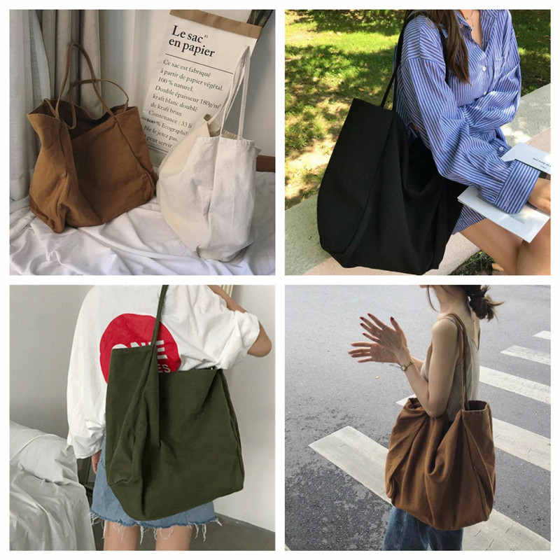 Large Capacity Women Lady Canvas Tote Shoulder Bags Durable Eco Shopping Handbag - 图片 20
