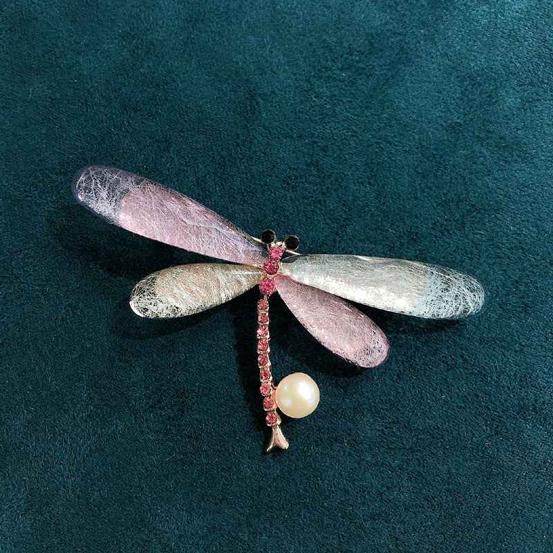 Fashionable new insect brooch retro freshwater pearl dragonfly coat jacket clip anti slip shawl accessories - Image 5