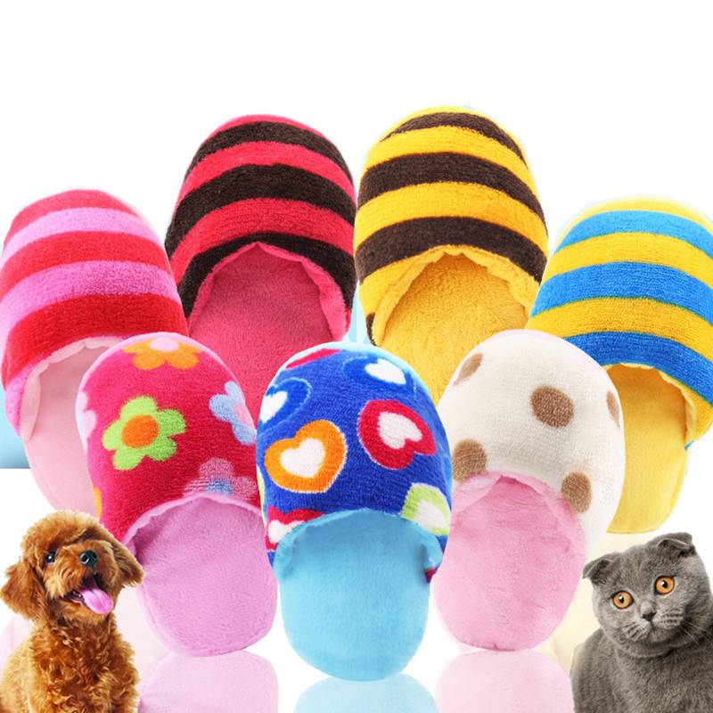 Plush Flip Flop Pet Dog Chew Toys For Small Dogs Chihuahua Pug Puppy Squeaker Toys Squeaky Dogs Pets Supplies Honden Speelgoed