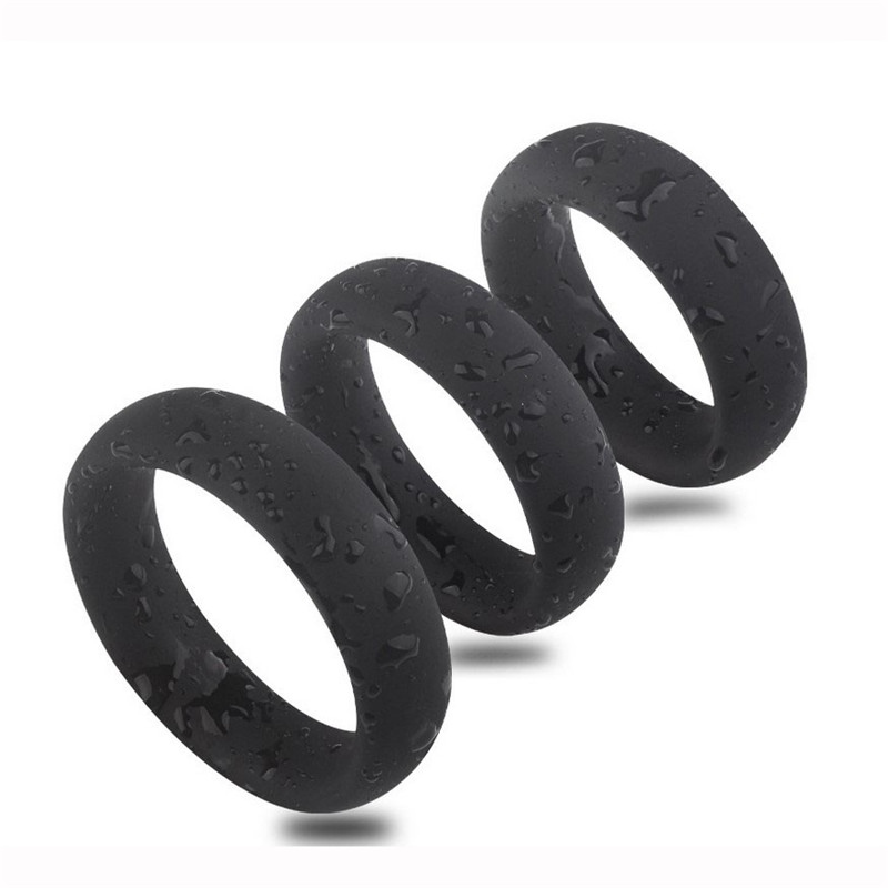 Extra Thick Triple Penis Cock Ring Set Silicone Adult Sex Toy , Black - 图片 9