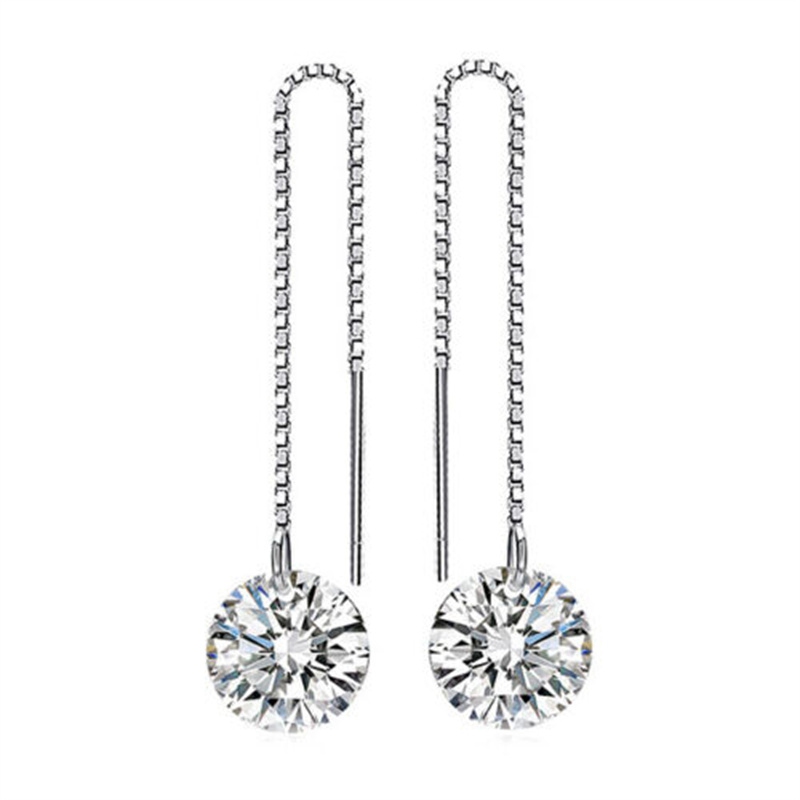 Long Drop Cubic Zirconia Long Chain Dangle Earrings Women - 图片 6