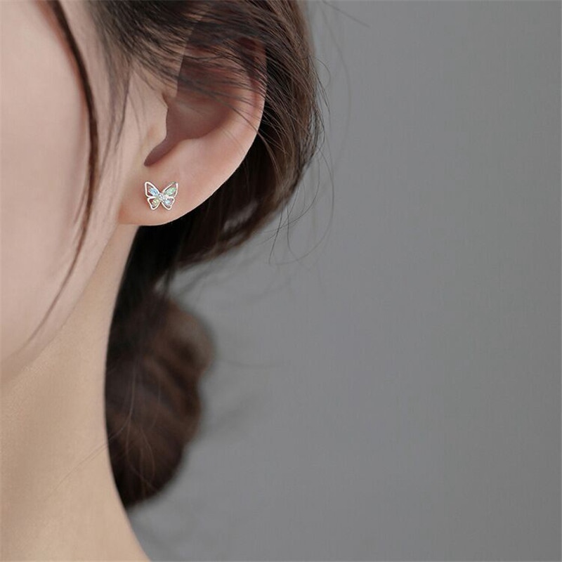 Crystal Colourful Butterfly Stud Earrings Womens Jewellery - 图片 5
