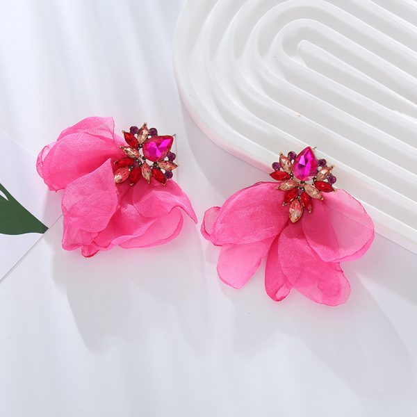 Fashion Flowers Earrings Alloy Diamond-Embedded Ear Rings Women - Image 5